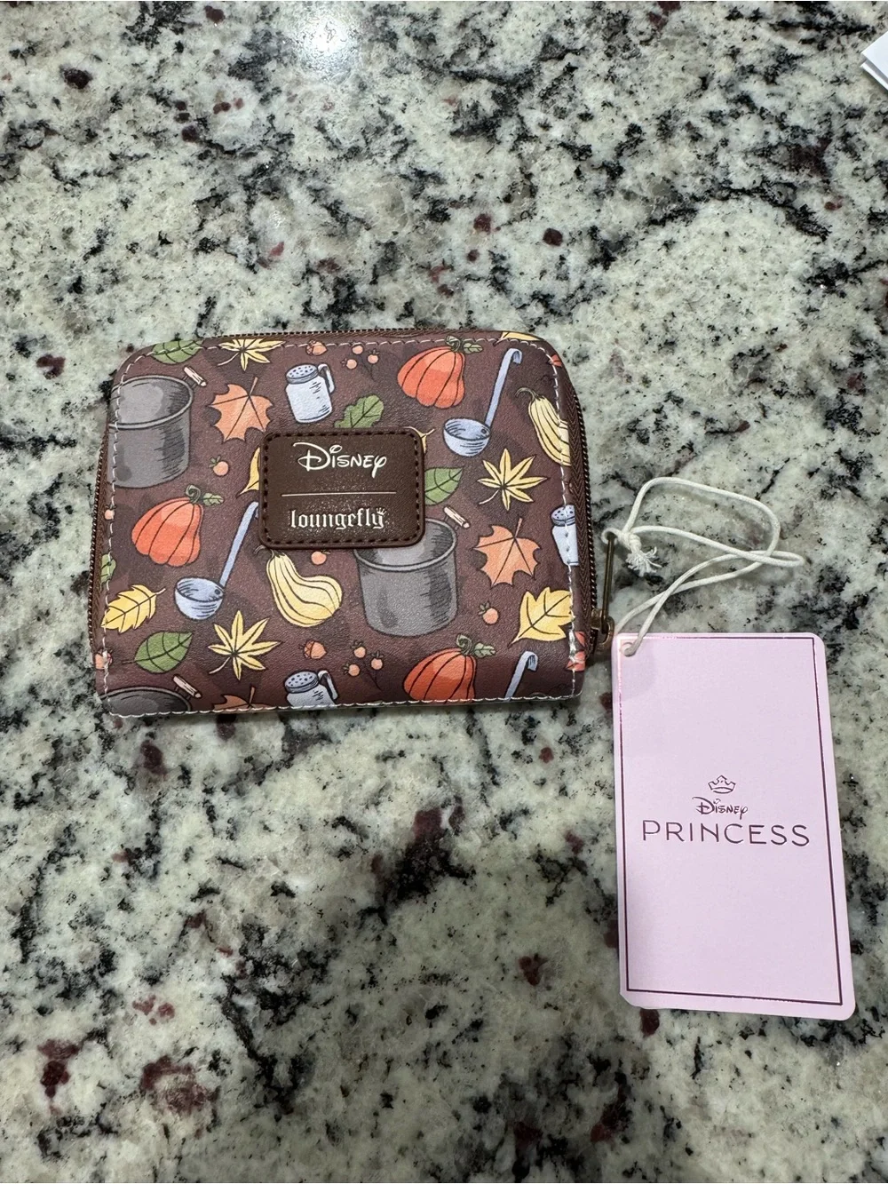 Disney Princess and the Frog Loungefly Fall Harvest Zip Wallet - Pumpkin Print